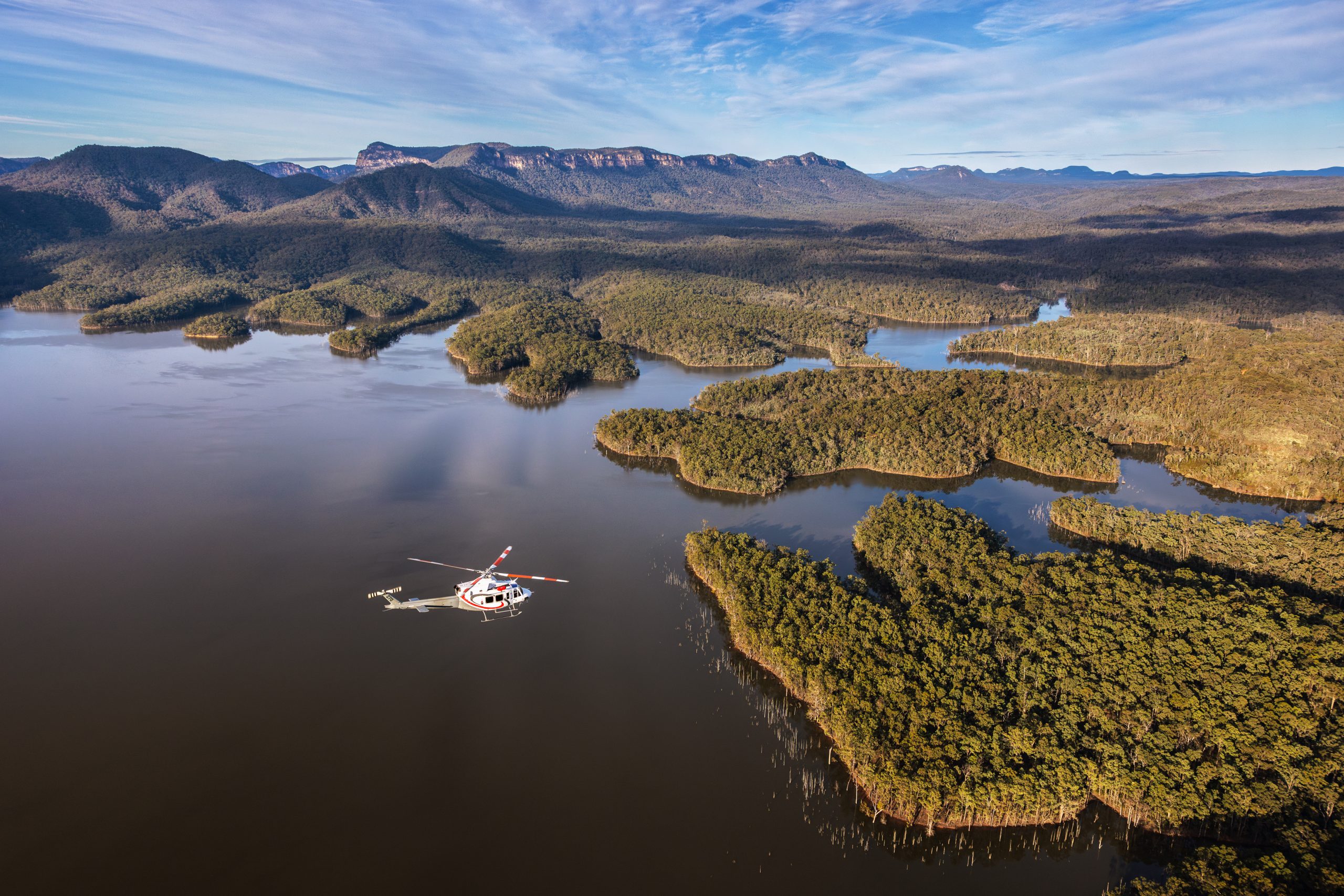 Aerial photo of The Catchment Lake Burragorang western Sydney Helicopter in Scenic Tour